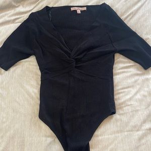 Black boutique knot front bodysuit